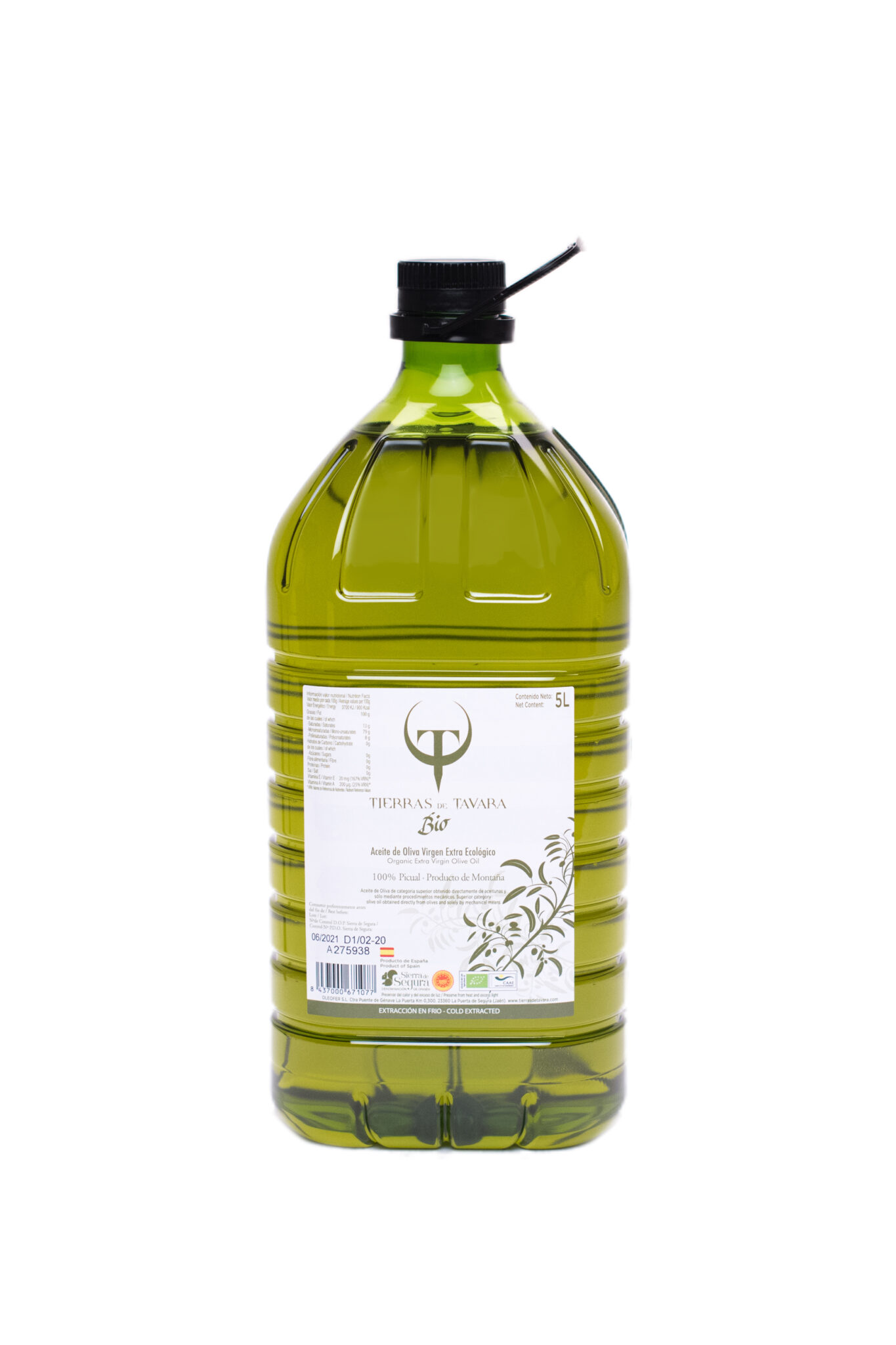 Aceite de Oliva Virgen Extra Ecológico BIO 5L D O Sierra de Segura